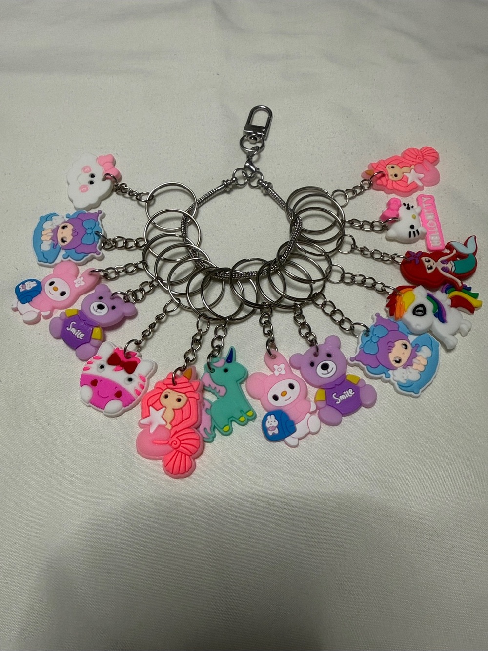 Sets of 13 Pieces Cute Pink & Multicolor Kids Character Keychain Set - Unbranded